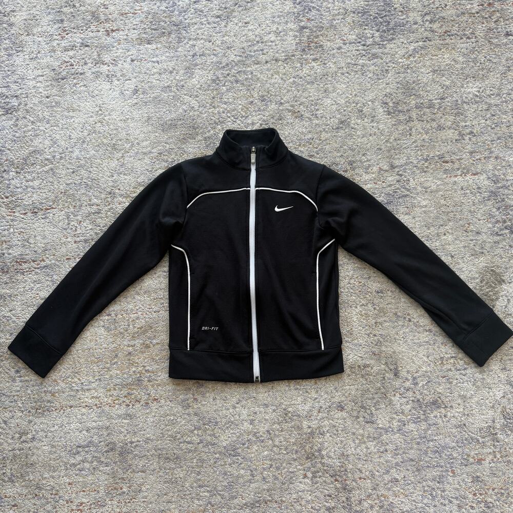 Nike Dri-FIT Kids Unisex Small Black Full Zip Track Jacket Athletic Preowned
